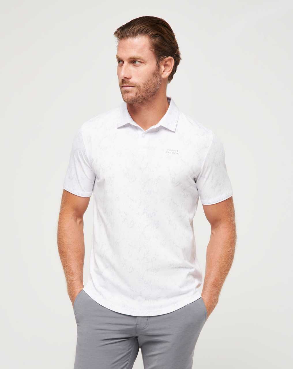 White Travis Mathew Warmer Tides Scoop Polo | GKSL45197